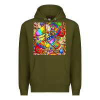 Army Green lgbtq pride coffee cups with leopard seamless pattern bbs Premium Hoodie - BundleAndBundleShop
