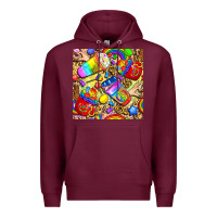 Burgundy lgbtq pride coffee cups with leopard seamless pattern bbs Premium Hoodie - BundleAndBundleShop