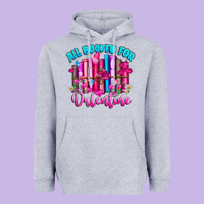 All Booked For Valentines Heavyweight Hoodie Designed By Cowhidedigitalart