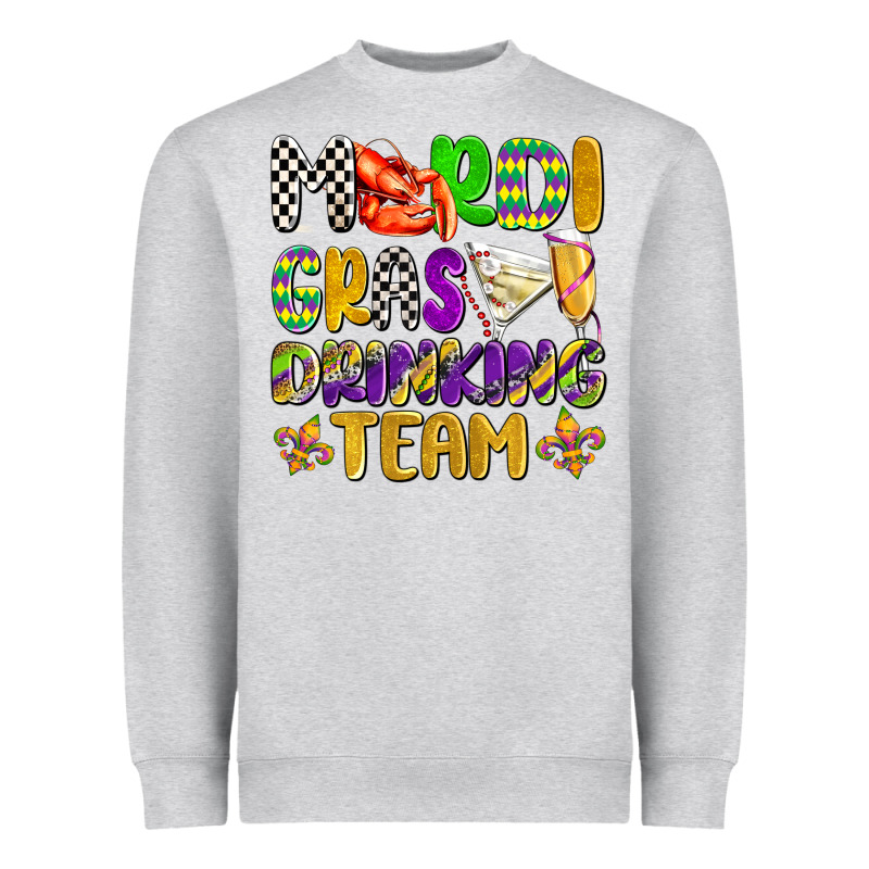 Mardi Gras Drinking Team With Glasses Olivia Heavyweight Sweatshirt by OliviaCreatesArt | Teevron