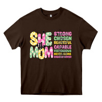 Chocolate Brown she is mom Heavy Core Tee - JahusDesignShop
