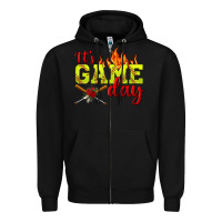 Black It's Game Day Softball Zipper Hoodie - BundleAndBundleShop