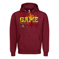 Burgundy It's Game Day Softball Zipper Hoodie - BundleAndBundleShop