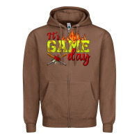 Chestnut It's Game Day Softball Zipper Hoodie - BundleAndBundleShop