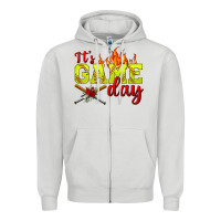 Dove Grey It's Game Day Softball Zipper Hoodie - BundleAndBundleShop