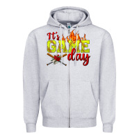 Heather Grey It's Game Day Softball Zipper Hoodie - BundleAndBundleShop
