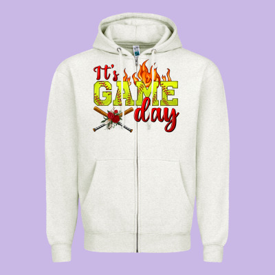 It's Game Day Softball Zipper Hoodie Designed By Bundleandbundleshop