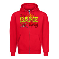 Red It's Game Day Softball Zipper Hoodie - BundleAndBundleShop