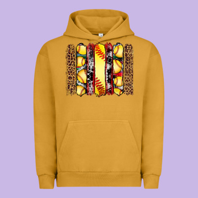 Softball Serape Leopard Cowhide Glitter Brushstrokes Urban Hoodie Designed By Artiststas