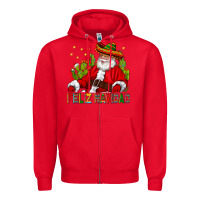 Red Feliz Navidad Santa With Cactus Zipper Hoodie - BundleAndBundleShop