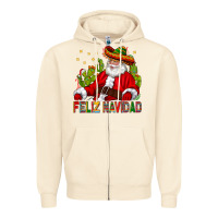 Sandshell Feliz Navidad Santa With Cactus Zipper Hoodie - BundleAndBundleShop