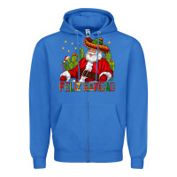 True Royal Feliz Navidad Santa With Cactus Zipper Hoodie - BundleAndBundleShop