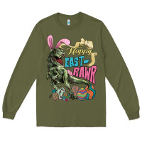 Army Green Happy Easter Day T-Rex Long Sleeve Tee - HowdyJamesFarm