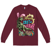 Burgundy Happy Easter Day T-Rex Long Sleeve Tee - HowdyJamesFarm