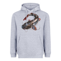 Heather Grey Catfish Illustrations Heavyweight Hoodie - LillyAllenDesigns