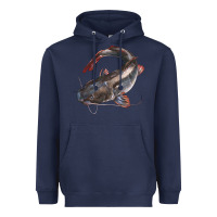 Navy Catfish Illustrations Heavyweight Hoodie - LillyAllenDesigns