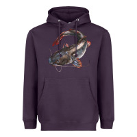 Plum Catfish Illustrations Heavyweight Hoodie - LillyAllenDesigns