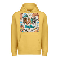 Antique Gold hail hustler and nail art hands with glitter polish seamless pattern b Premium Hoodie - BundleAndBundleShop