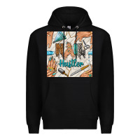 Black hail hustler and nail art hands with glitter polish seamless pattern b Premium Hoodie - BundleAndBundleShop