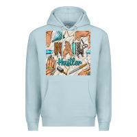 Blue Mist hail hustler and nail art hands with glitter polish seamless pattern b Premium Hoodie - BundleAndBundleShop