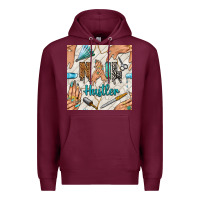 Burgundy hail hustler and nail art hands with glitter polish seamless pattern b Premium Hoodie - BundleAndBundleShop