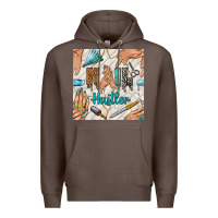 Coffee hail hustler and nail art hands with glitter polish seamless pattern b Premium Hoodie - BundleAndBundleShop