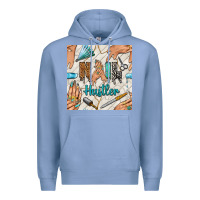 Colony Blue hail hustler and nail art hands with glitter polish seamless pattern b Premium Hoodie - BundleAndBundleShop