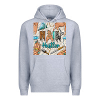 Heather Grey hail hustler and nail art hands with glitter polish seamless pattern b Premium Hoodie - BundleAndBundleShop