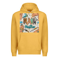 Mustard hail hustler and nail art hands with glitter polish seamless pattern b Premium Hoodie - BundleAndBundleShop