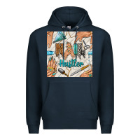 Navy hail hustler and nail art hands with glitter polish seamless pattern b Premium Hoodie - BundleAndBundleShop