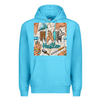 Ocean Blue hail hustler and nail art hands with glitter polish seamless pattern b Premium Hoodie - BundleAndBundleShop