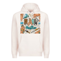 Pale Pink hail hustler and nail art hands with glitter polish seamless pattern b Premium Hoodie - BundleAndBundleShop
