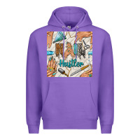 Purple hail hustler and nail art hands with glitter polish seamless pattern b Premium Hoodie - BundleAndBundleShop
