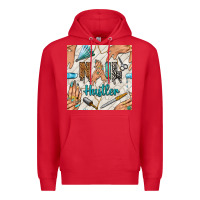 Red hail hustler and nail art hands with glitter polish seamless pattern b Premium Hoodie - BundleAndBundleShop