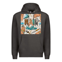 Smoke hail hustler and nail art hands with glitter polish seamless pattern b Premium Hoodie - BundleAndBundleShop