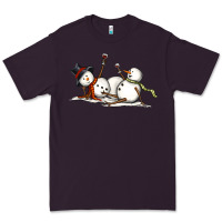 Plum snowman with wine Premium Tee - MaliasSmallBusiness