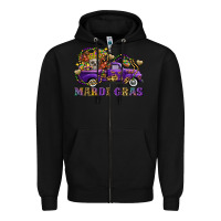 Black mardi gras skull truck Zipper Hoodie - FaDigitalArtStudio
