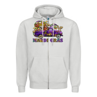 Dove Grey mardi gras skull truck Zipper Hoodie - FaDigitalArtStudio