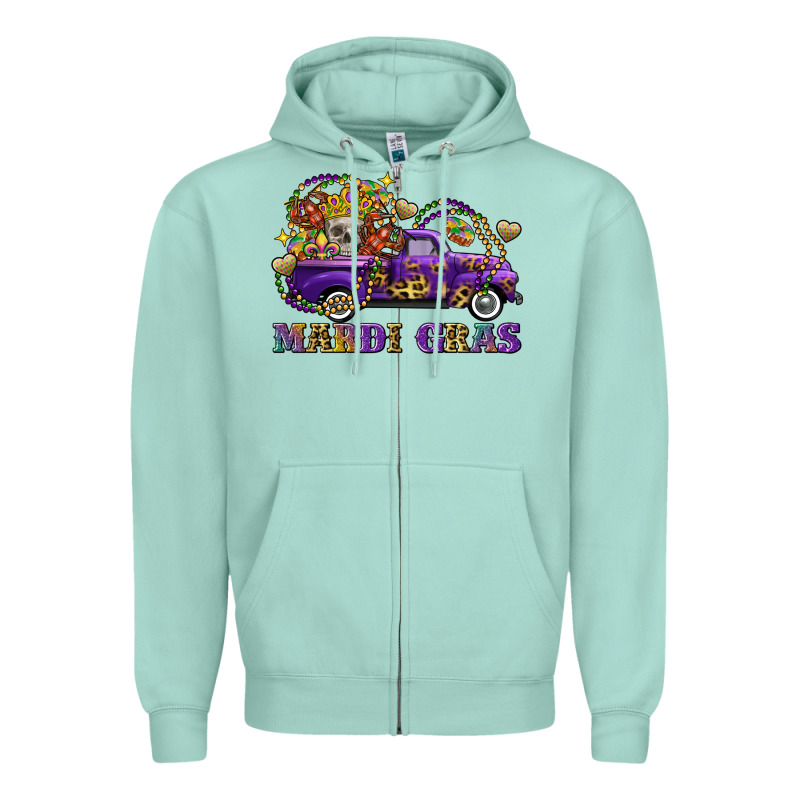 Mardi Gras Skull Truck Zipper Hoodie by FaDigitalArtStudio | Teevron