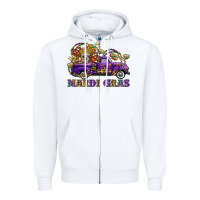 White mardi gras skull truck Zipper Hoodie - FaDigitalArtStudio
