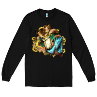 Black Cow skull Cowboy boots hats sunflowers Long Sleeve Tee - HowdyJamesFarm