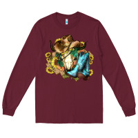 Burgundy Cow skull Cowboy boots hats sunflowers Long Sleeve Tee - HowdyJamesFarm