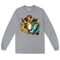 Heather Grey Cow skull Cowboy boots hats sunflowers Long Sleeve Tee - HowdyJamesFarm
