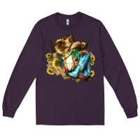 Plum Cow skull Cowboy boots hats sunflowers Long Sleeve Tee - HowdyJamesFarm