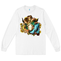 White Cow skull Cowboy boots hats sunflowers Long Sleeve Tee - HowdyJamesFarm