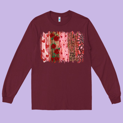 Valentine's Day Brushstrokes Long Sleeve Tee Designed By Ranaportraitstore