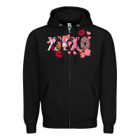 Black Xoxo Baby Cow Valentine's Day Zipper Hoodie - FaDigitalArtStudio