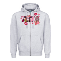 Heather Grey Xoxo Baby Cow Valentine's Day Zipper Hoodie - FaDigitalArtStudio