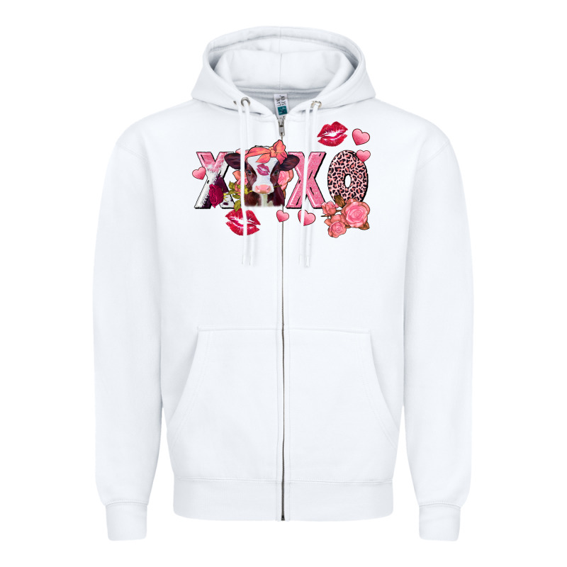 Xoxo Baby Cow Valentine's Day Zipper Hoodie by FaDigitalArtStudio | Teevron