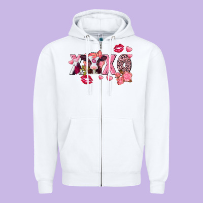 Xoxo Baby Cow Valentine's Day Zipper Hoodie Designed By Fadigitalartstudio